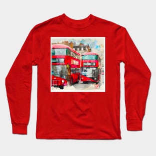 Double Decker Bus Traffic Long Sleeve T-Shirt